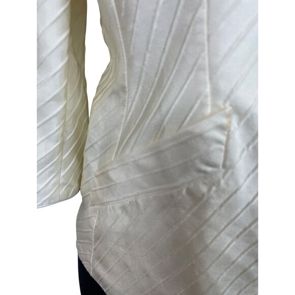 Armani Women’s Ivory Diagonal Stripe Satin-Like Blazer Sz 8 - Picture 8 of 11